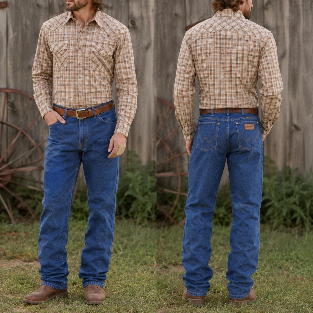 Wrangler 47MWZ Flannel Lined‎ Cowboy Cut Regular Fit Jeans Blue Denim 33x30